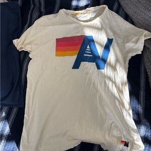 Aviator Nation Cream Tee with Blue and Red Graphic